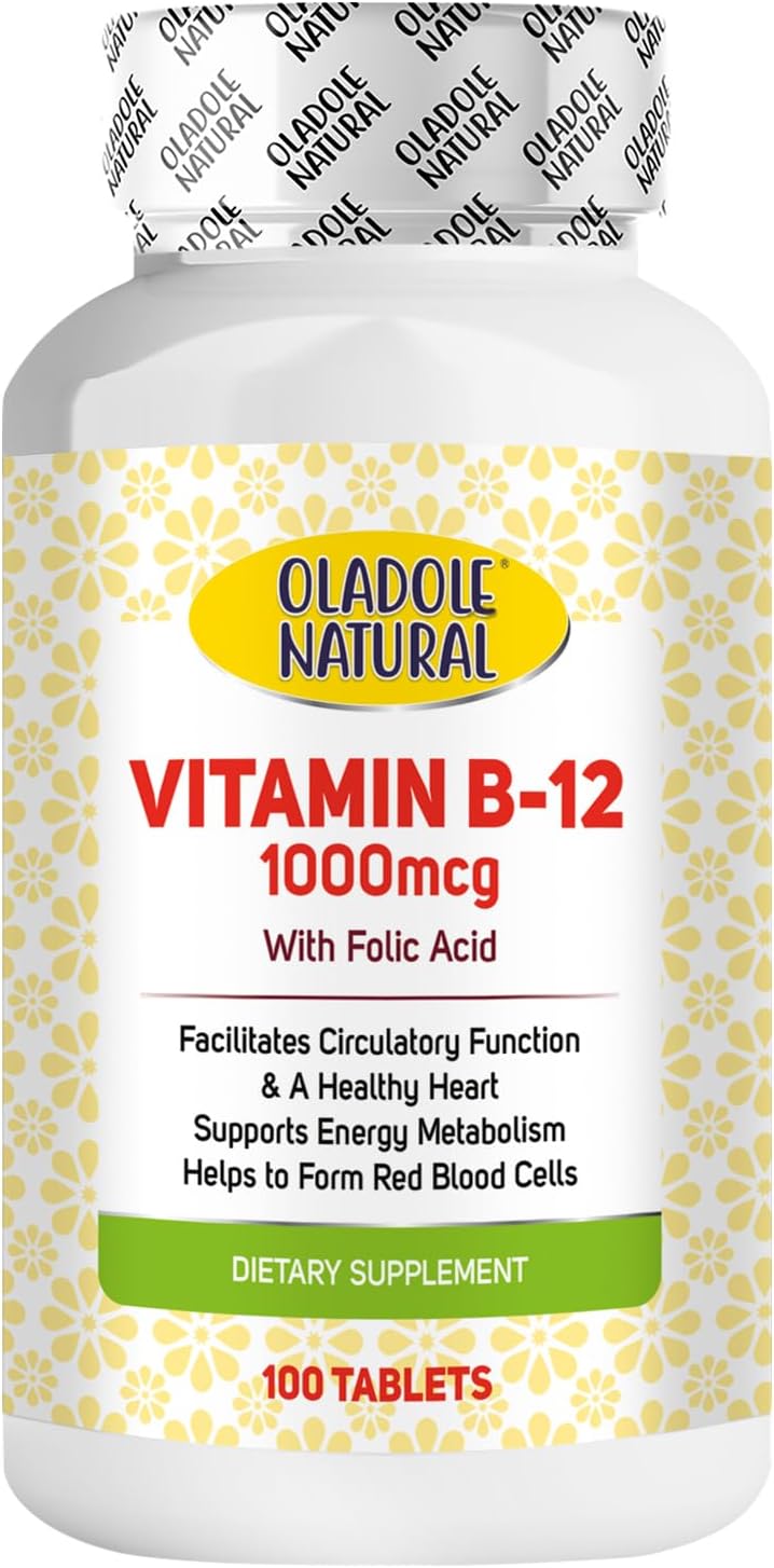 Oladole Natural، مکمل ویتامین B12، 1000 میکروگرم، 100 قرص