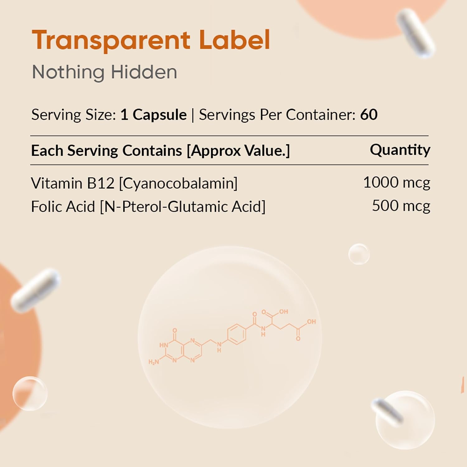 AMBROSIAL، مکمل ویتامین B12، 1000 میکروگرم و 500 میکروگرم، 60 کپسول