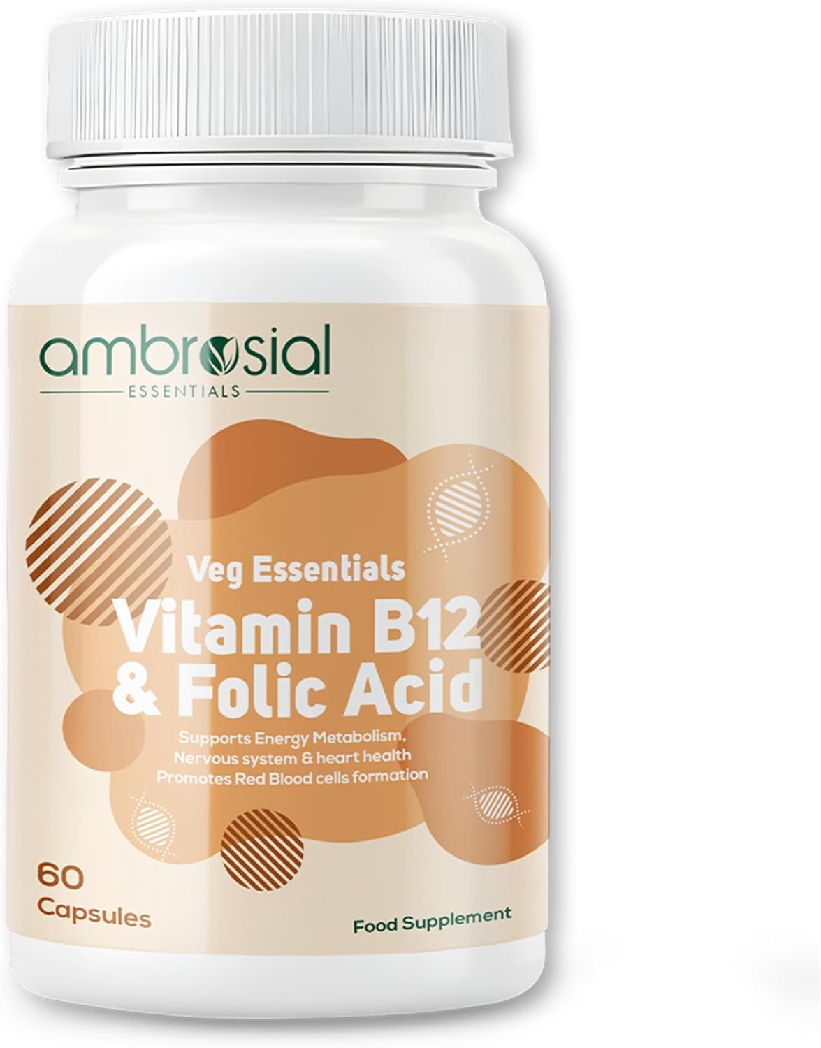 AMBROSIAL، مکمل ویتامین B12، 1000 میکروگرم و 500 میکروگرم، 60 کپسول