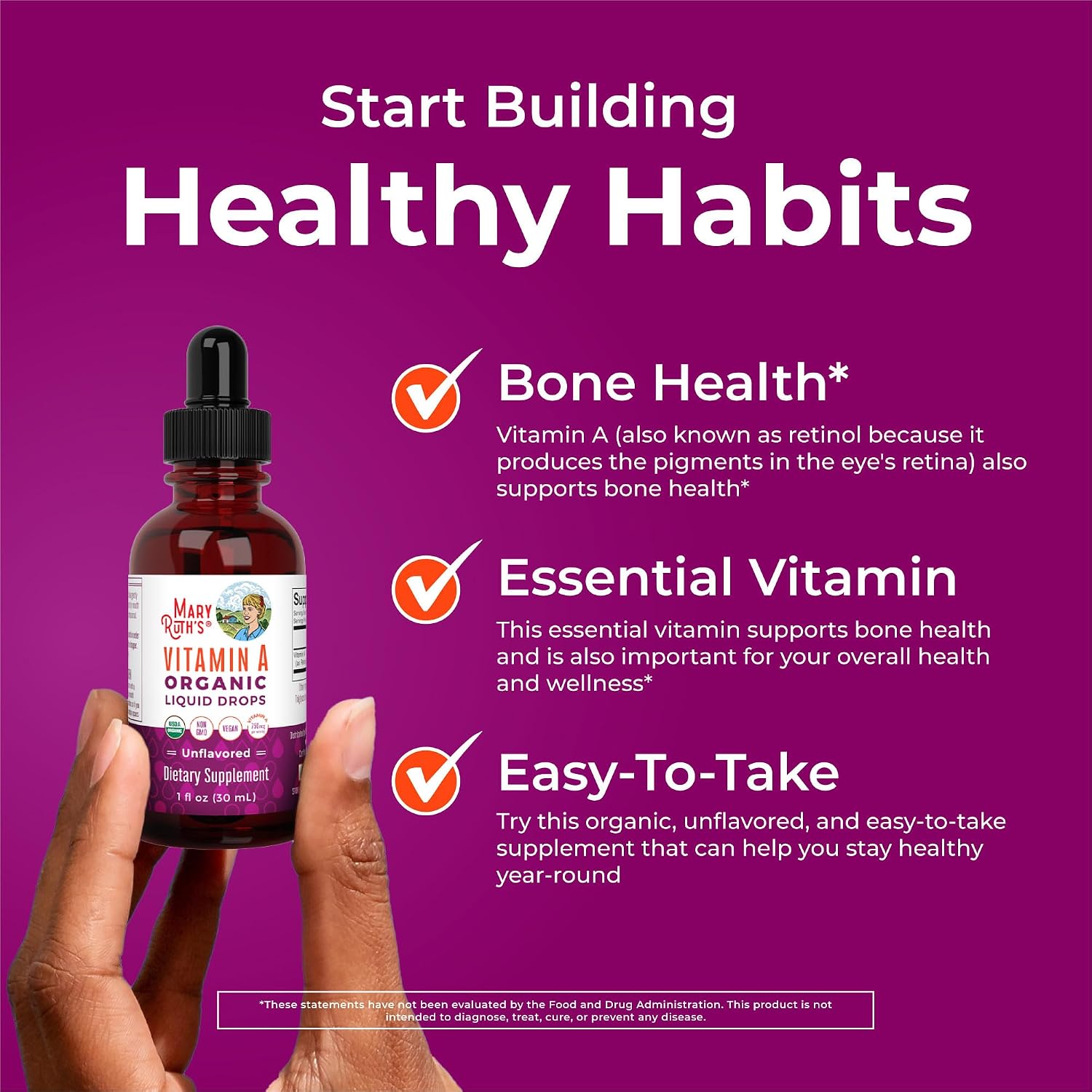 MaryRuth Organics، مکمل ویتامین A، 750 میکروگرم، مایع