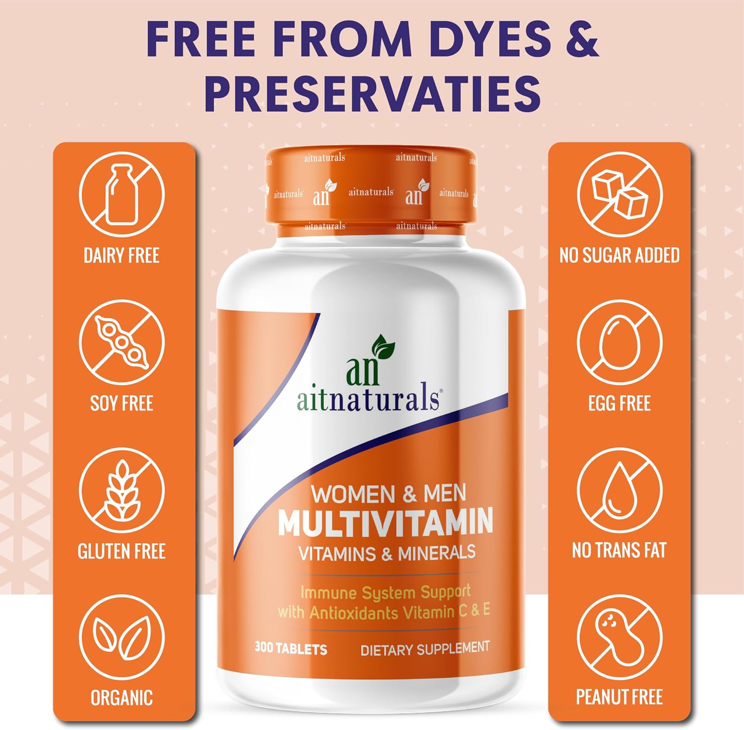 Aitnaturals، مکمل مو، پوست و ناخن، 300 قرص