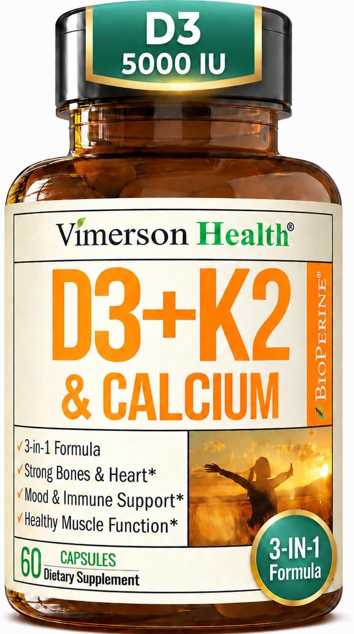Vimerson Health، مکمل کلسیم و ویتامین D، 5000 IU، 60 کپسول