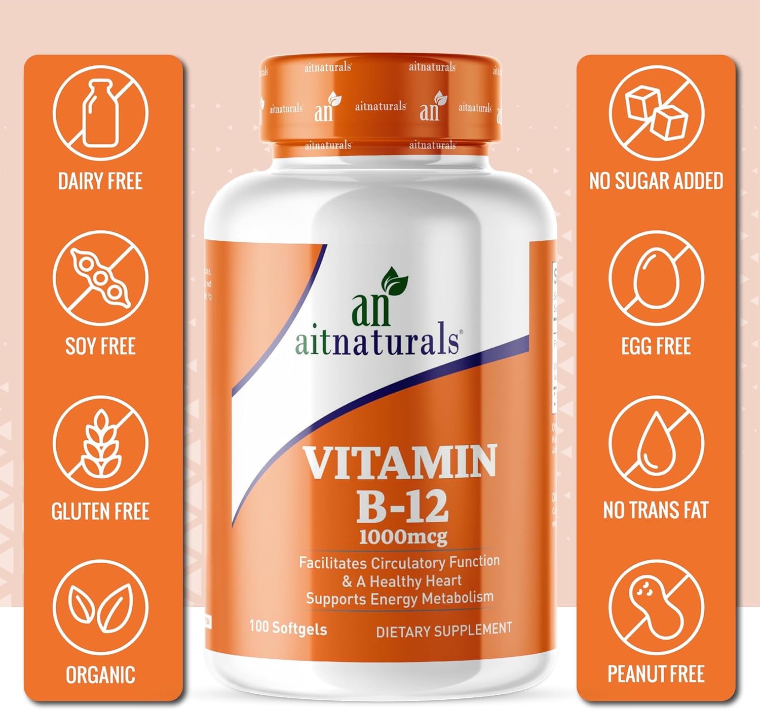 Aitnaturals، مکمل ویتامین B12، 1000 میکروگرم، 100 سافت‌ژل