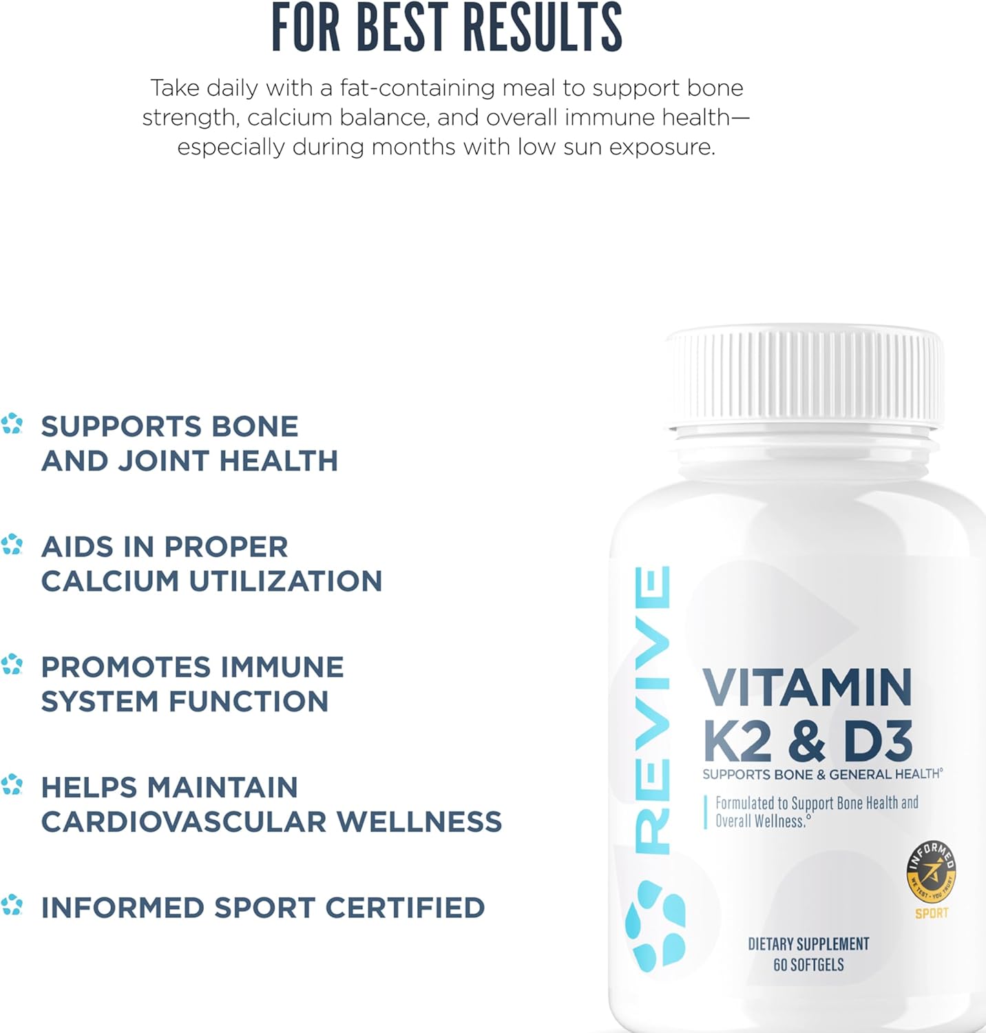 REVIVE، مکمل ویتامین D3 و K2، مدل D3 & K2