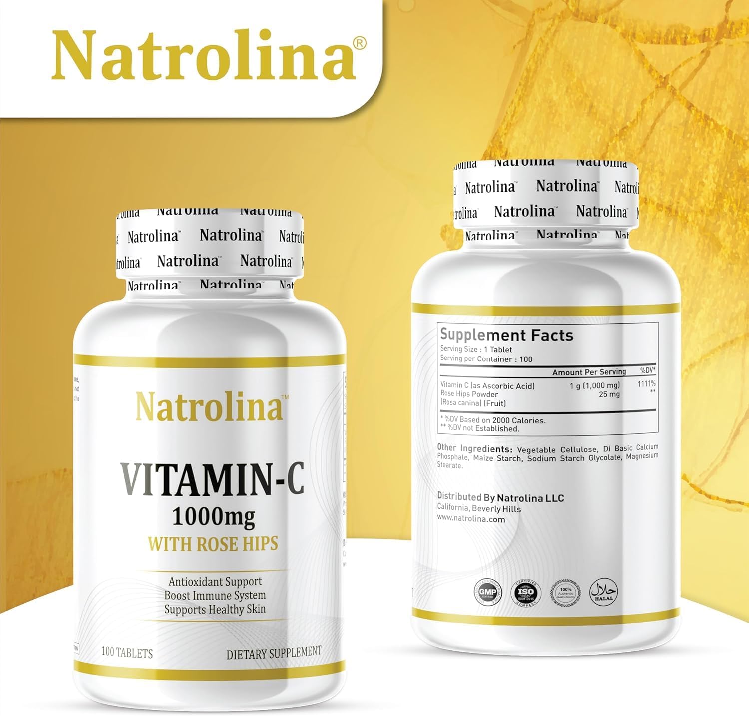 Natrolina، مکمل ویتامین C، 1000 میلی‌گرم، 100 قرص