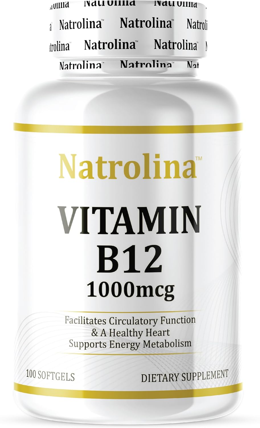 Natrolina، مکمل ویتامین B12، 1000 میکروگرم، 100 سافت‌ژل