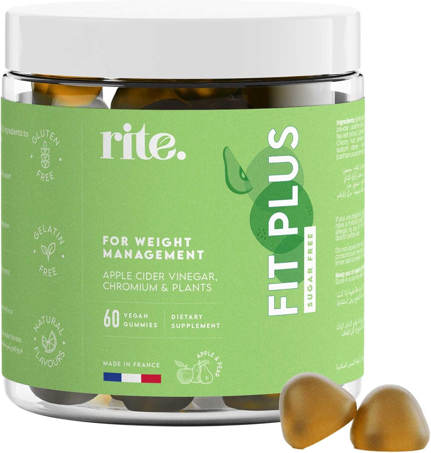 rite.، پاستیل مدیریت وزن و متابولیسم، مدل FIT PLUS، طعم سیب