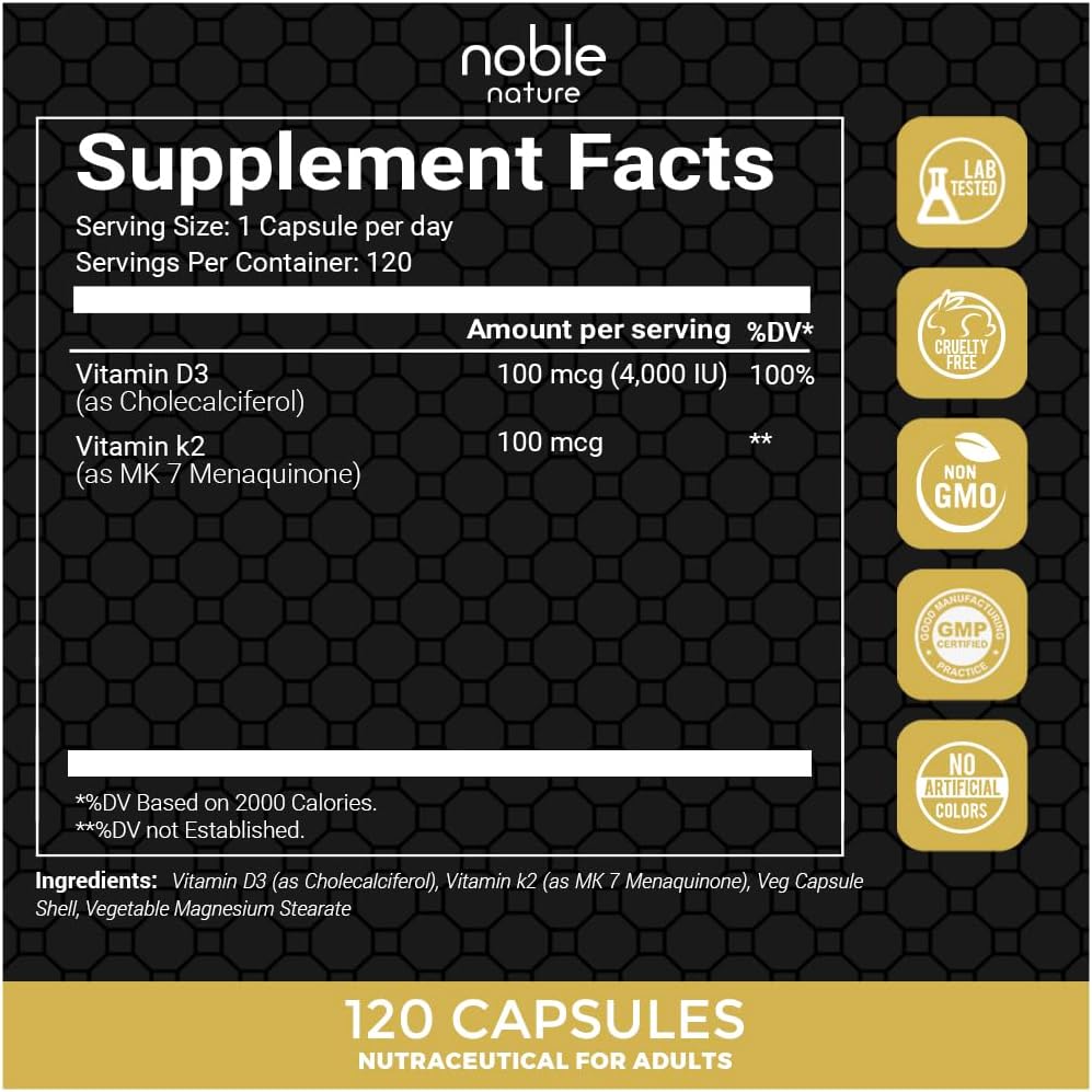 Noble Nature، مکمل ویتامین K2، 4000 IU، کپسول