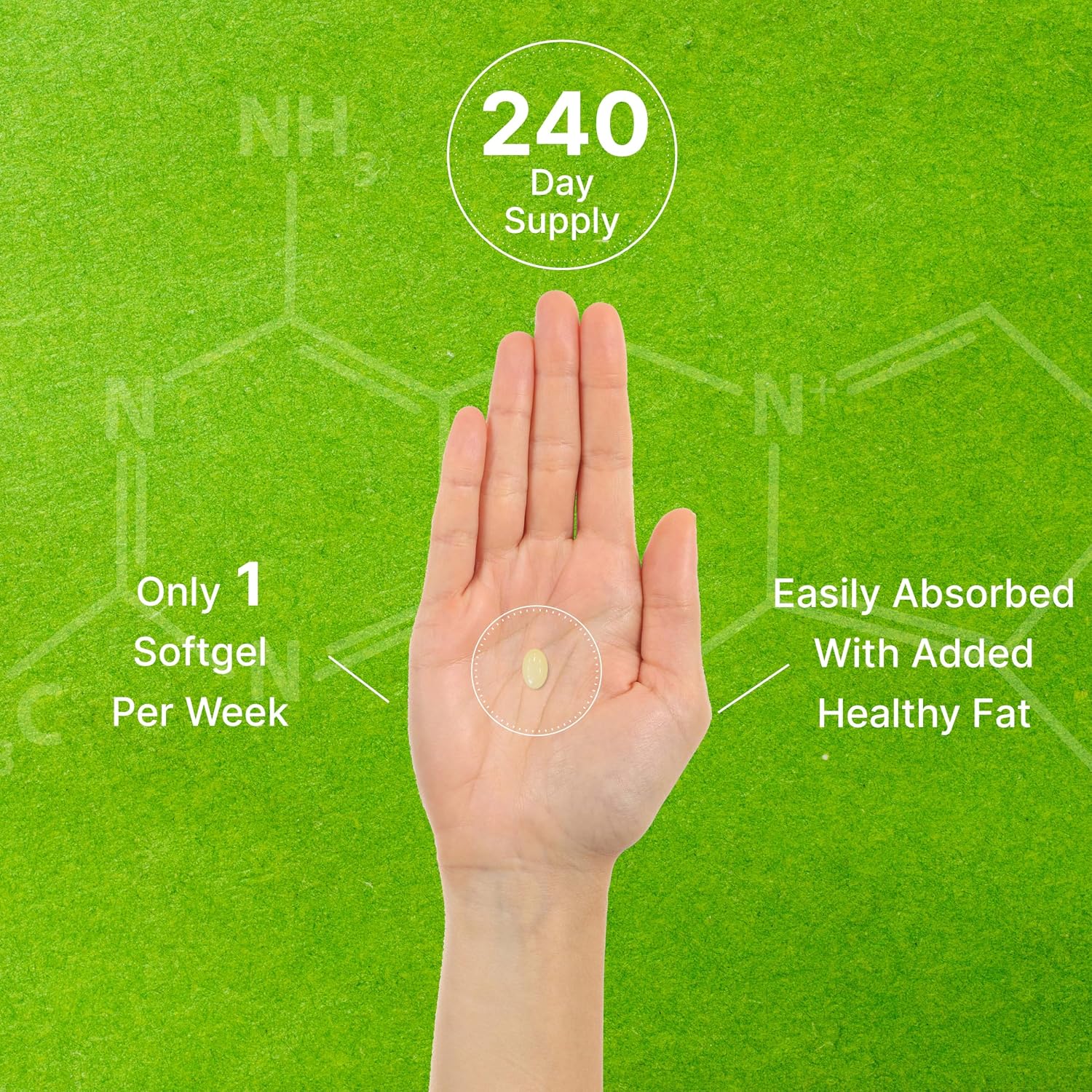 DEAL SUPPLEMENT، مکمل ویتامین D3 و K2، 50,000 IU و 200 میکروگرم، 240 سافت‌ژل