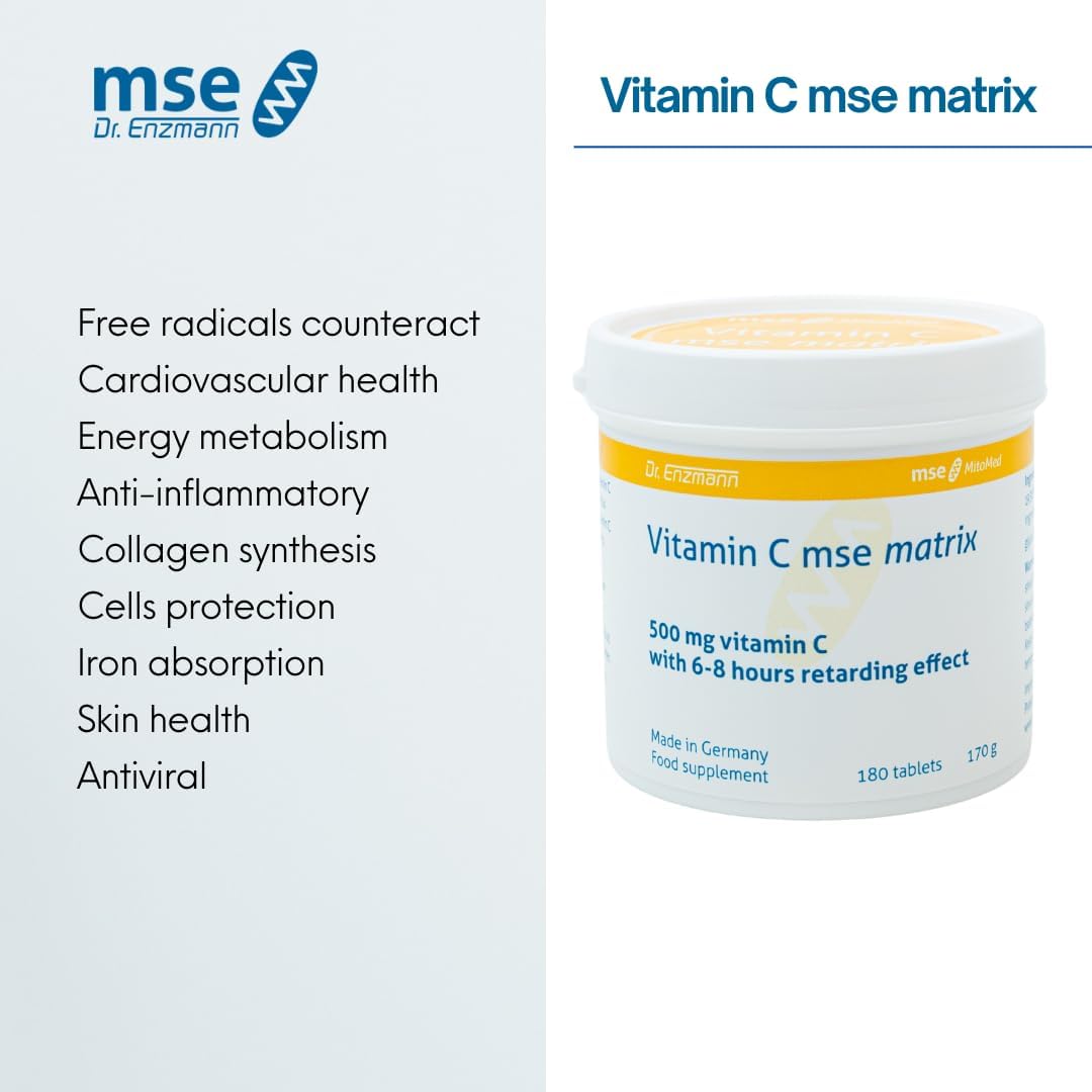 mse Pharmazeutika GmbH، مکمل ویتامین C، 500 میلی‌گرم، 180 قرص