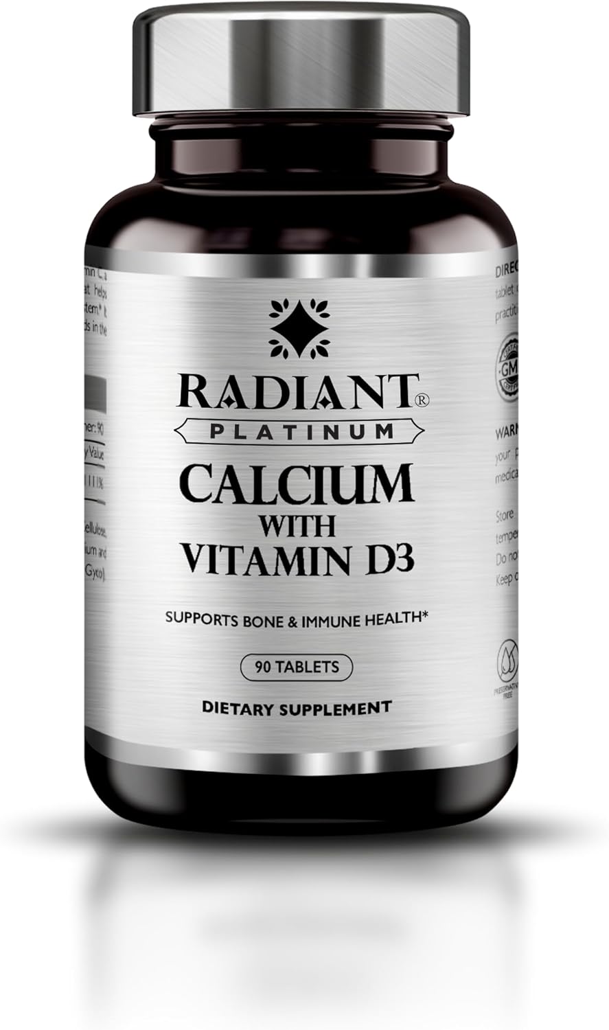 RADIANT PLATINUM، مکمل کلسیم و ویتامین D، 90 قرص