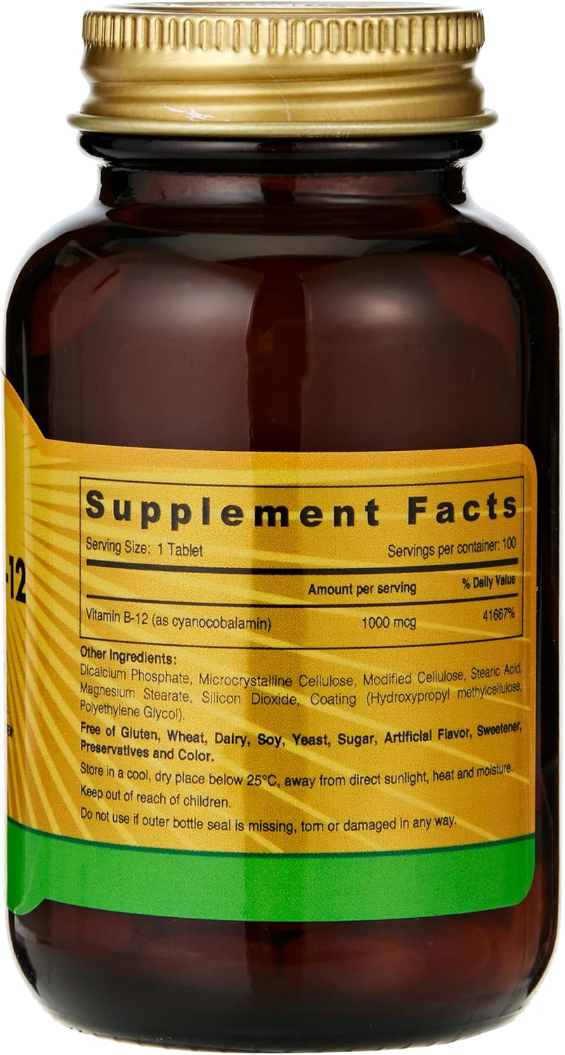 Sunshine Nutrition، مکمل ویتامین B12، 1000 میکروگرم، 100 کپسول