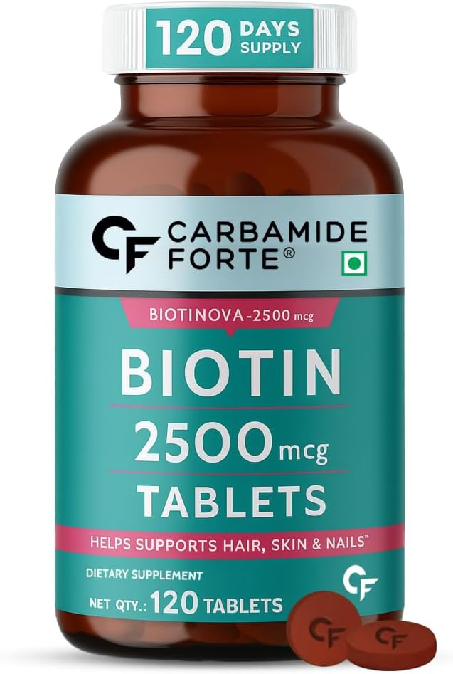Carbamide Forte، مکمل مو، پوست و ناخن، 2500 میکروگرم، 120 قرص