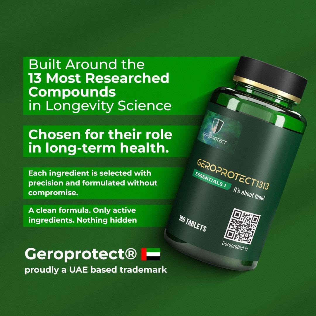 GEROPROTECT، مکمل حمایت از طول عمر، 450 میلی‌گرم، 180 قرص
