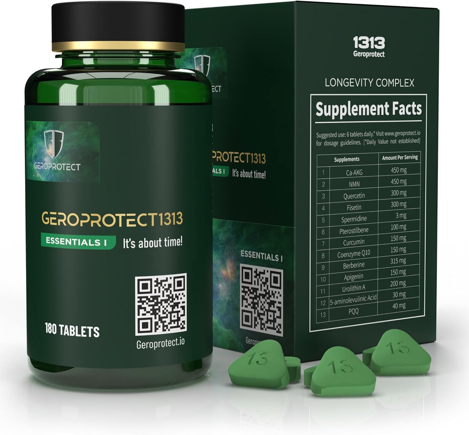 GEROPROTECT، مکمل حمایت از طول عمر، 450 میلی‌گرم، 180 قرص