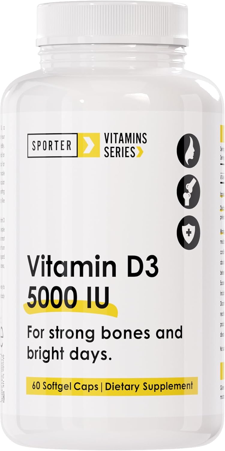 SPORTER، مکمل ویتامین D3، 5000 IU، 3 سافت‌ژل