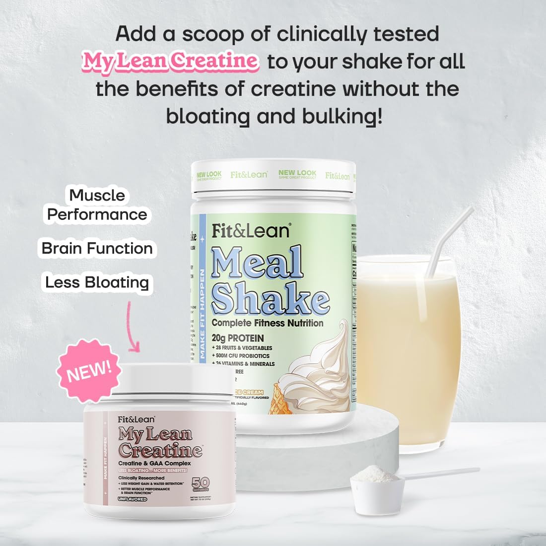 پودر جایگزین وعده غذایی Fit & Lean با پروبیوتیک، پروتئین و فیبر | طعم وانیل، 1 پوند، 10 سروینگ