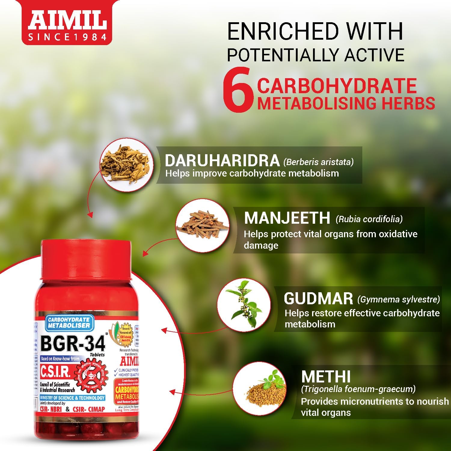 محصول تناسب اندام AIMIL Carbohydrate Metaboliser BGR | 34 قرص