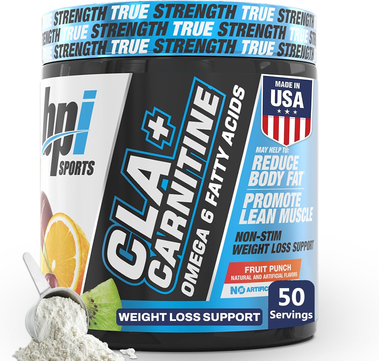 مکمل مدیریت وزن BPI Sports CLA Carnitine با کافئین و CLA | طعم فروت پانچ، 50 سروینگ، 12.34 اونس