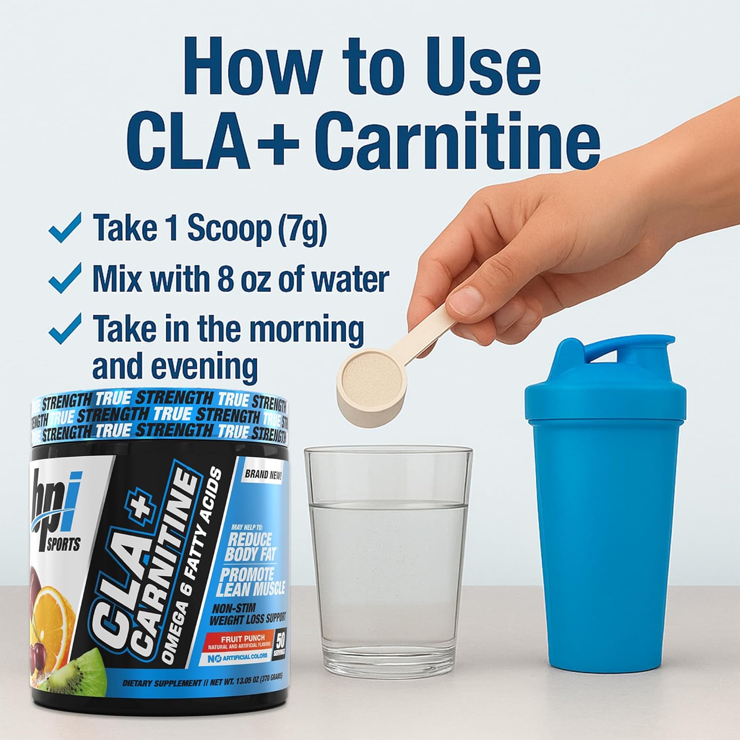 مکمل مدیریت وزن BPI Sports CLA Carnitine با کافئین و CLA | طعم فروت پانچ، 50 سروینگ، 12.34 اونس