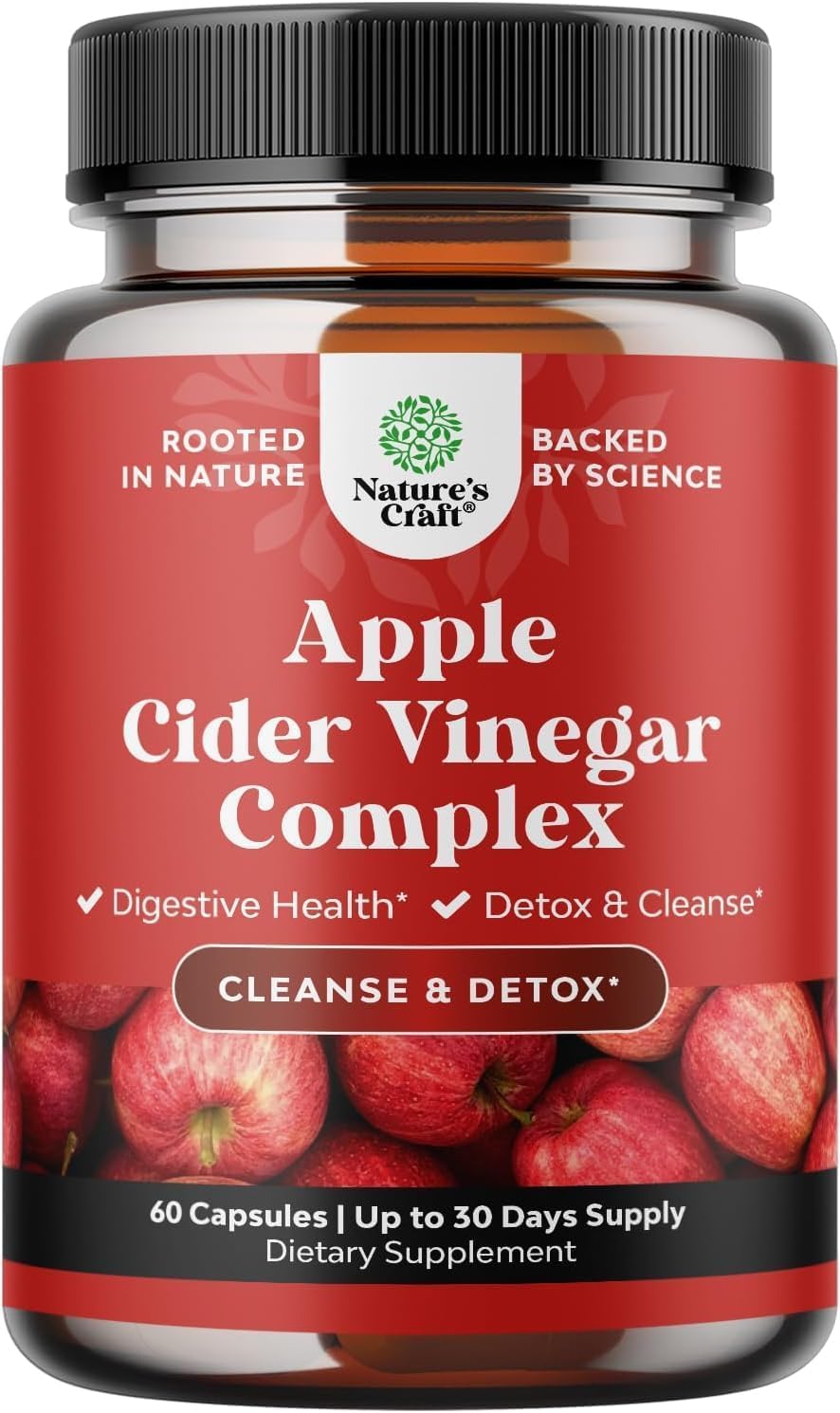 مکمل سرکه سیب Natures Craft Apple Cider Vinegar Pills با سرکه سیب | طعم سیب، 1000 میلی‌گرم