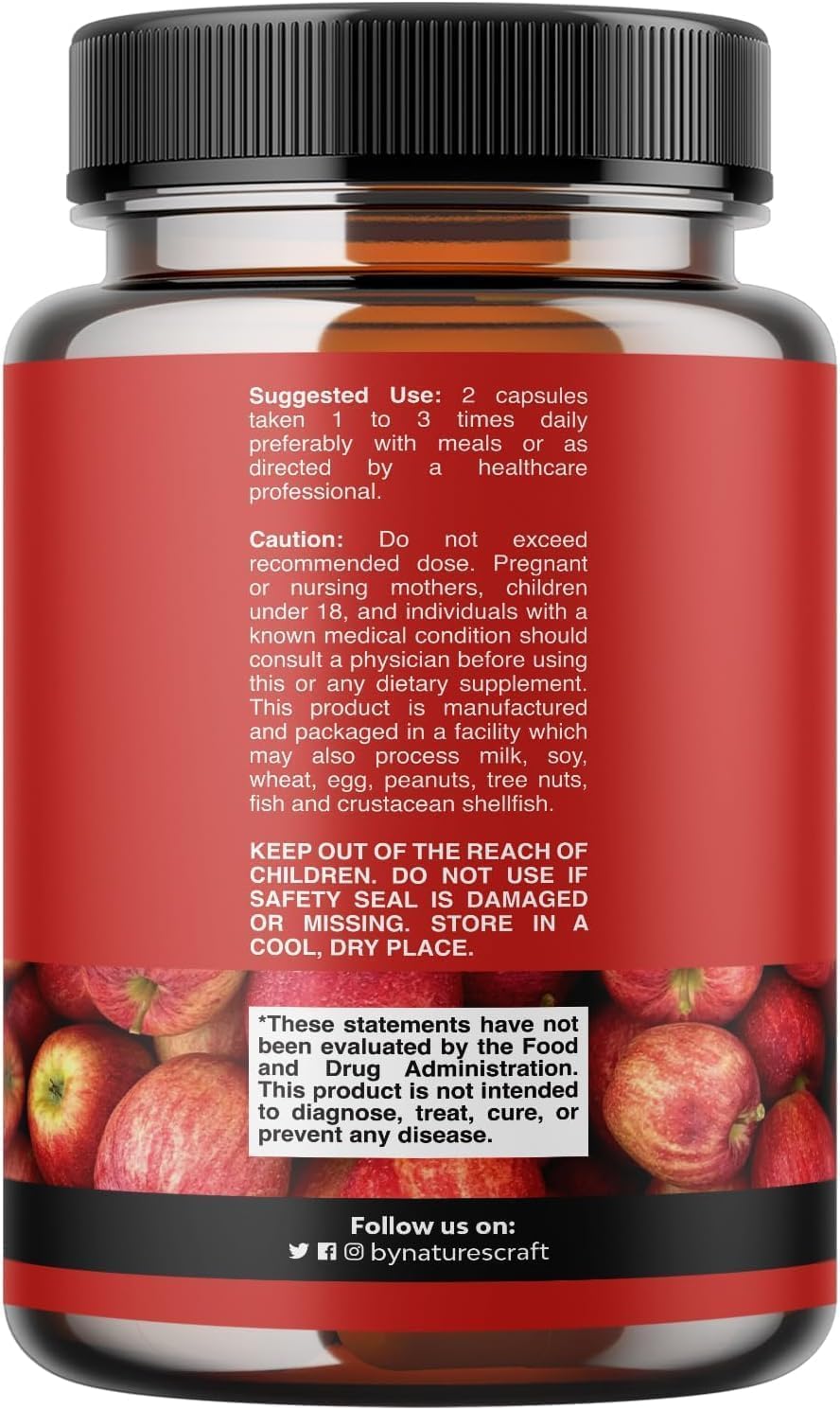 مکمل سرکه سیب Natures Craft Apple Cider Vinegar Pills با سرکه سیب | طعم سیب، 1000 میلی‌گرم