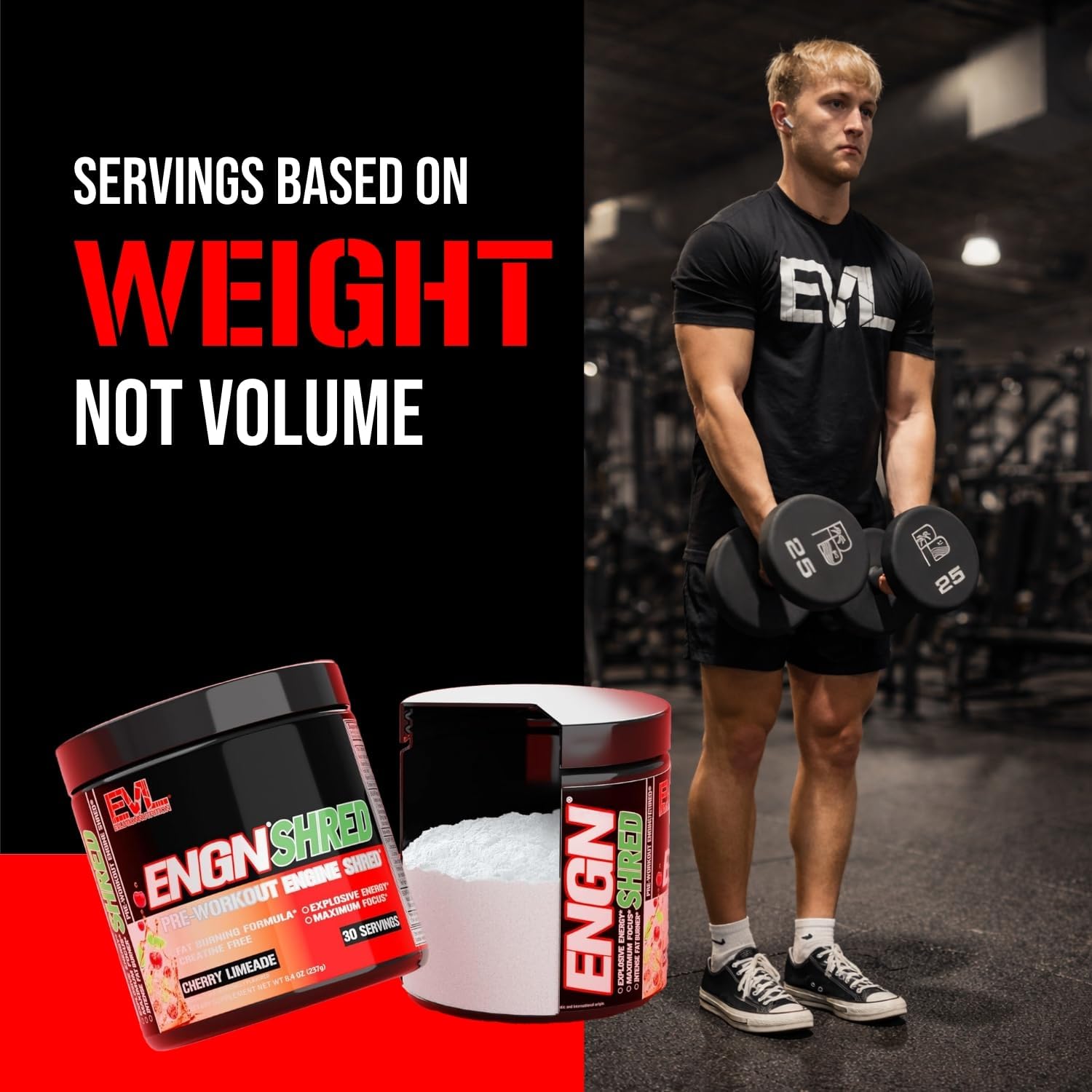 پودر پری‌ورک‌اوت ترموژنیک Evlution ENGN Shred | طعم لیموناد گیلاس، 30 سروینگ