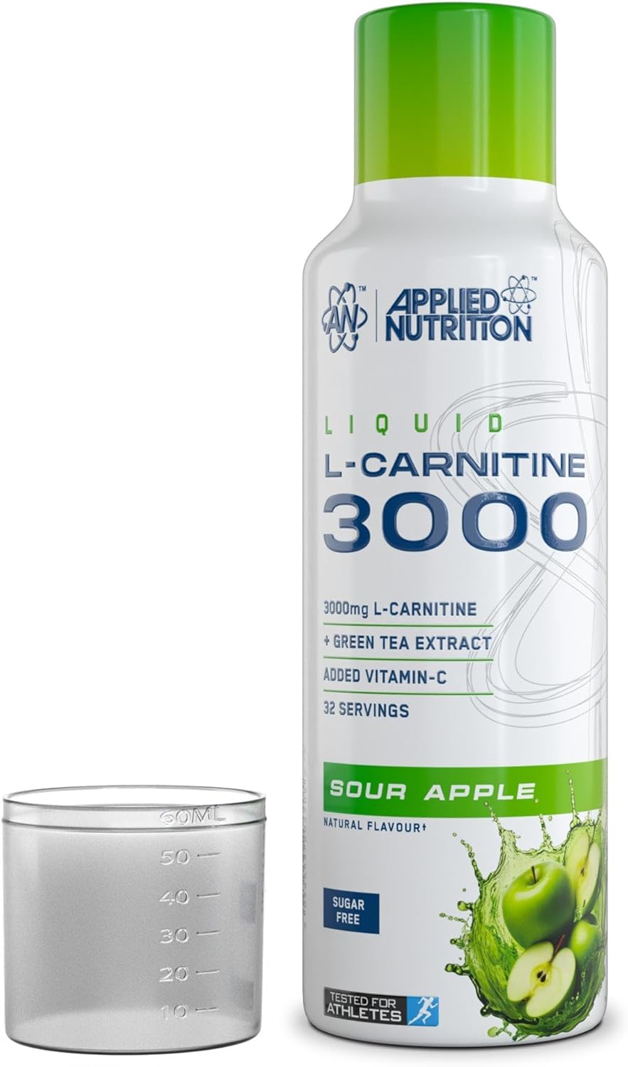 مکمل مایع مدیریت وزن Applied Nutrition applied nutrion با ال-کارنیتین | طعم سیب، 3000 میلی‌گرم، 480 میلی‌لیتر