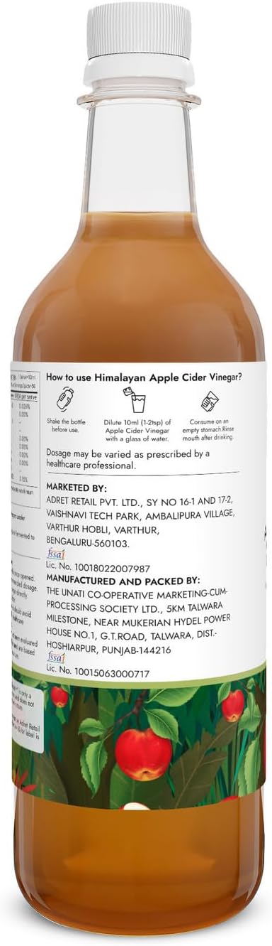 مکمل سرکه سیب Kapiva Himalayan Apple Cider Vinegar با سرکه سیب | طعم سیب، 500 میلی‌لیتر