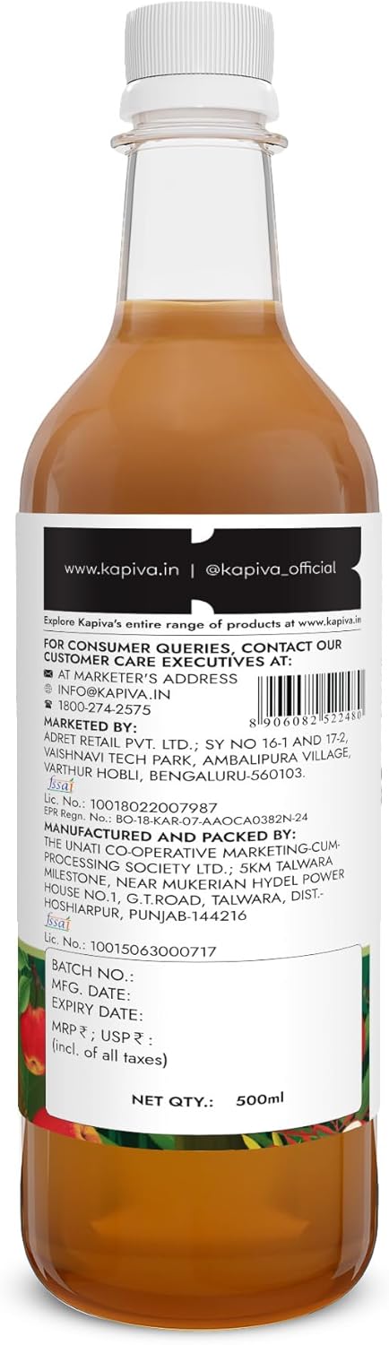 مکمل سرکه سیب Kapiva Himalayan Apple Cider Vinegar با سرکه سیب | طعم سیب، 500 میلی‌لیتر