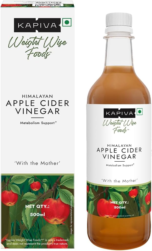 مکمل سرکه سیب Kapiva Himalayan Apple Cider Vinegar با سرکه سیب | طعم سیب، 500 میلی‌لیتر