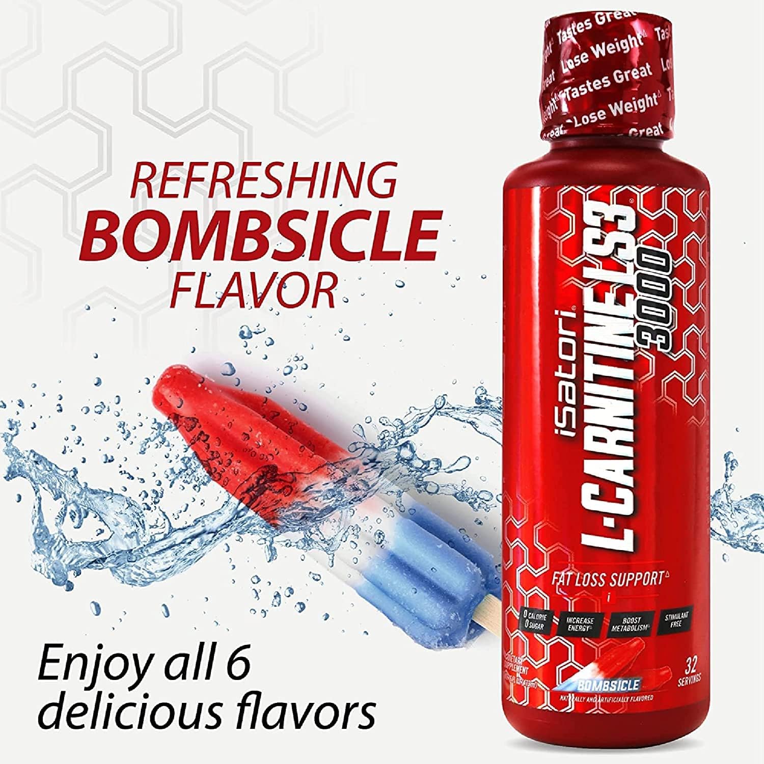 مکمل مایع مدیریت وزن Isatori L-Carnitine Ls3 Concentrated با ال-کارنیتین | 3000 میلی‌گرم، 32 سروینگ