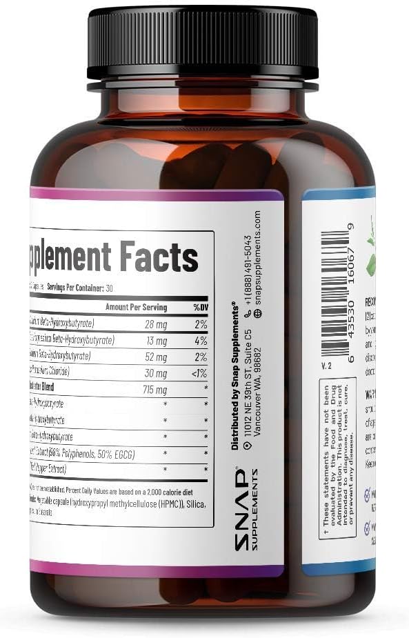 مکمل مدیریت وزن Snap Supplements BHB Keto Burn با BHB | 60 کپسول