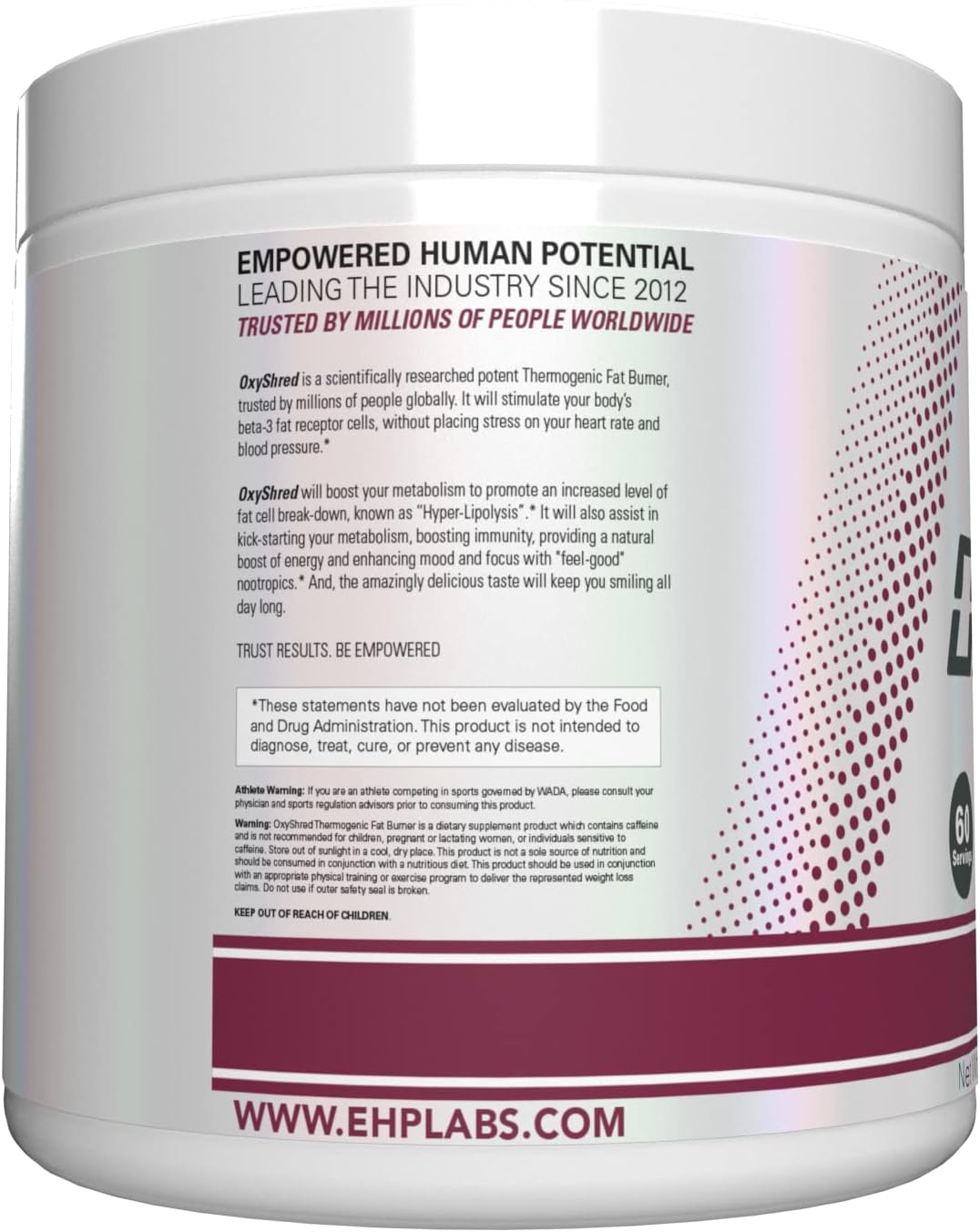 پودر پری‌ورک‌اوت ترموژنیک EHP LABS OxyShred | طعم پشن‌فروت، 60 سروینگ