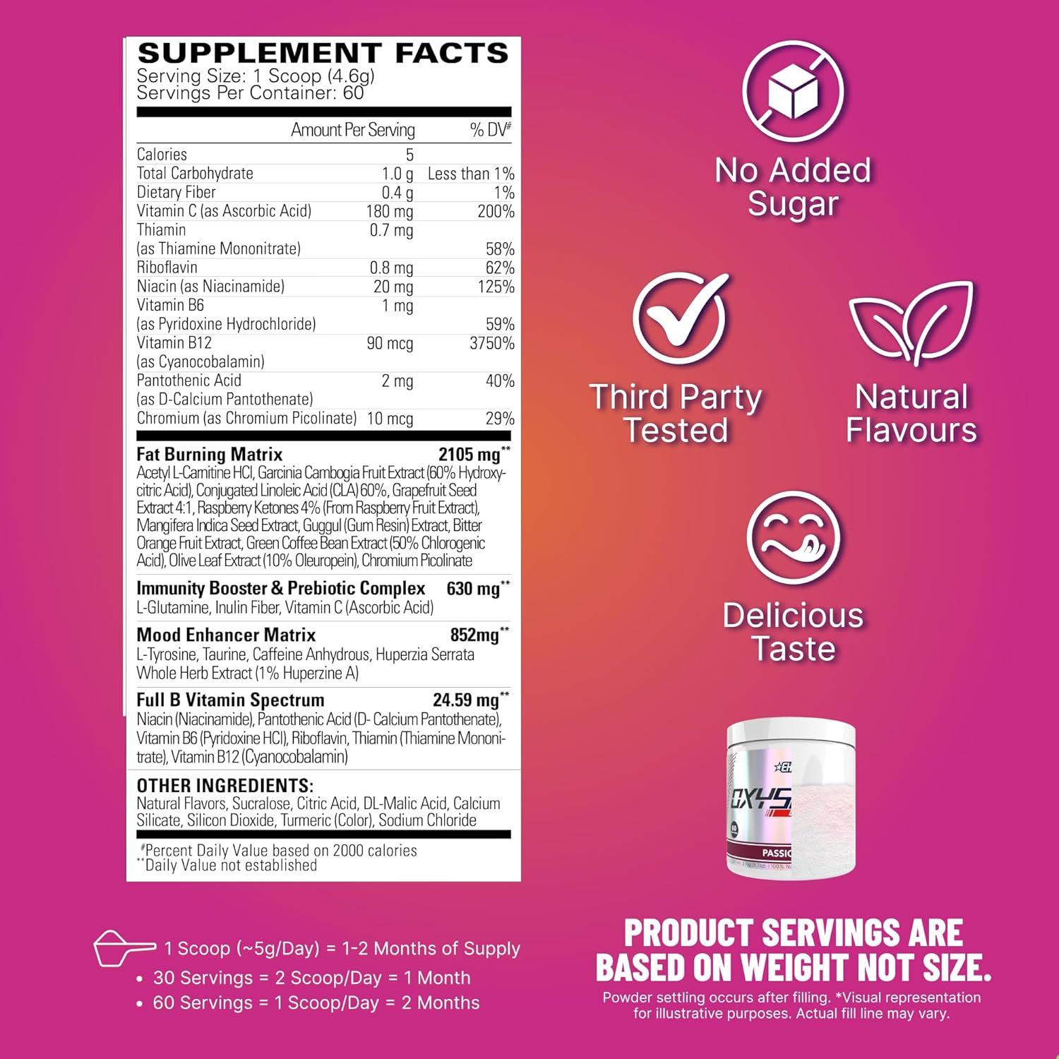 پودر پری‌ورک‌اوت ترموژنیک EHP LABS OxyShred | طعم پشن‌فروت، 60 سروینگ