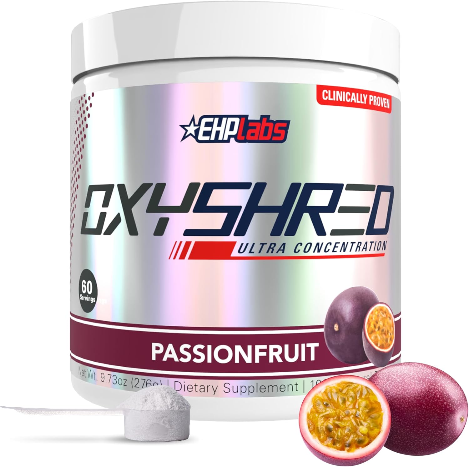 پودر پری‌ورک‌اوت ترموژنیک EHP LABS OxyShred | طعم پشن‌فروت، 60 سروینگ