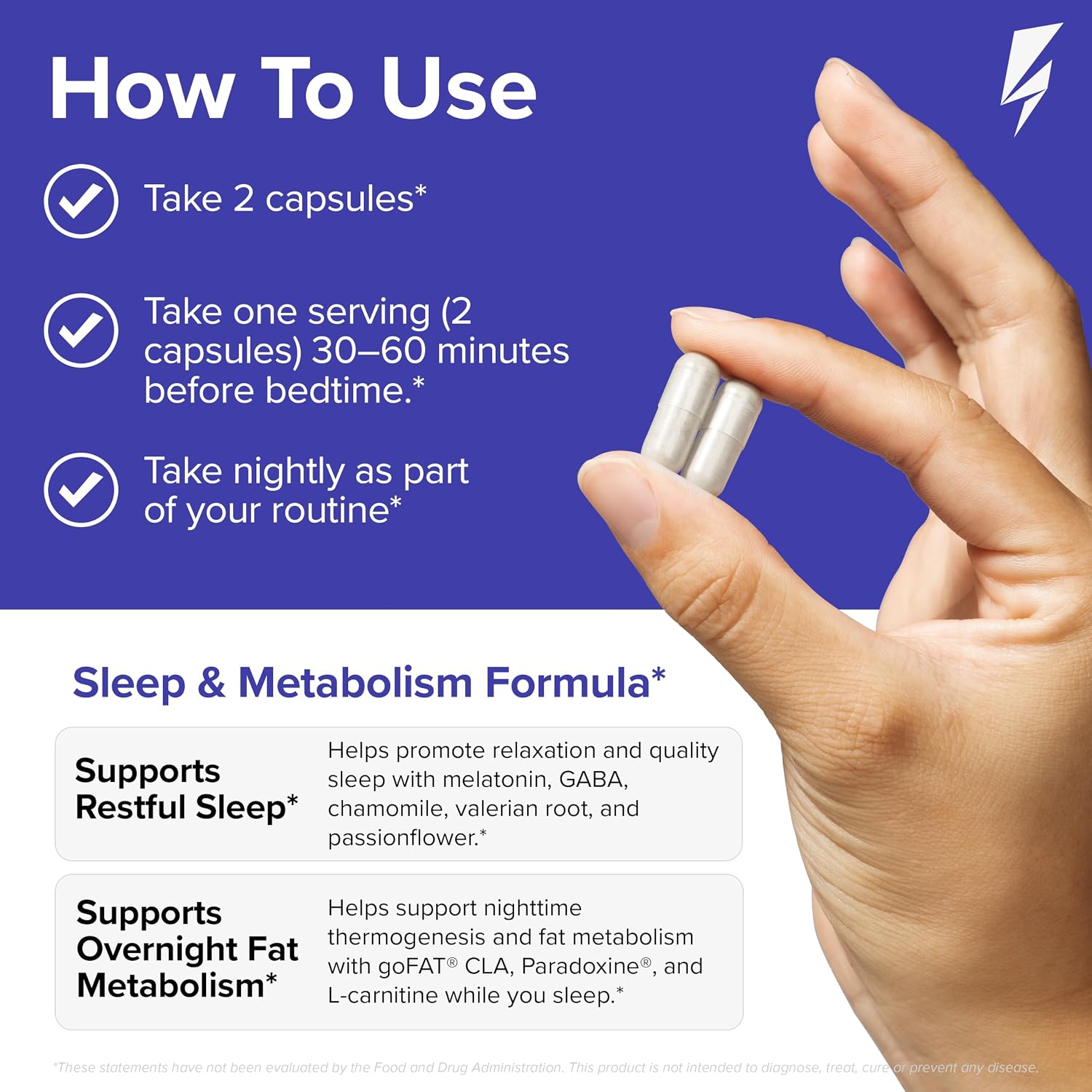 مکمل مدیریت وزن InnoSupps Night Shred با آشواگاندا، ملاتونین و 5-HTP