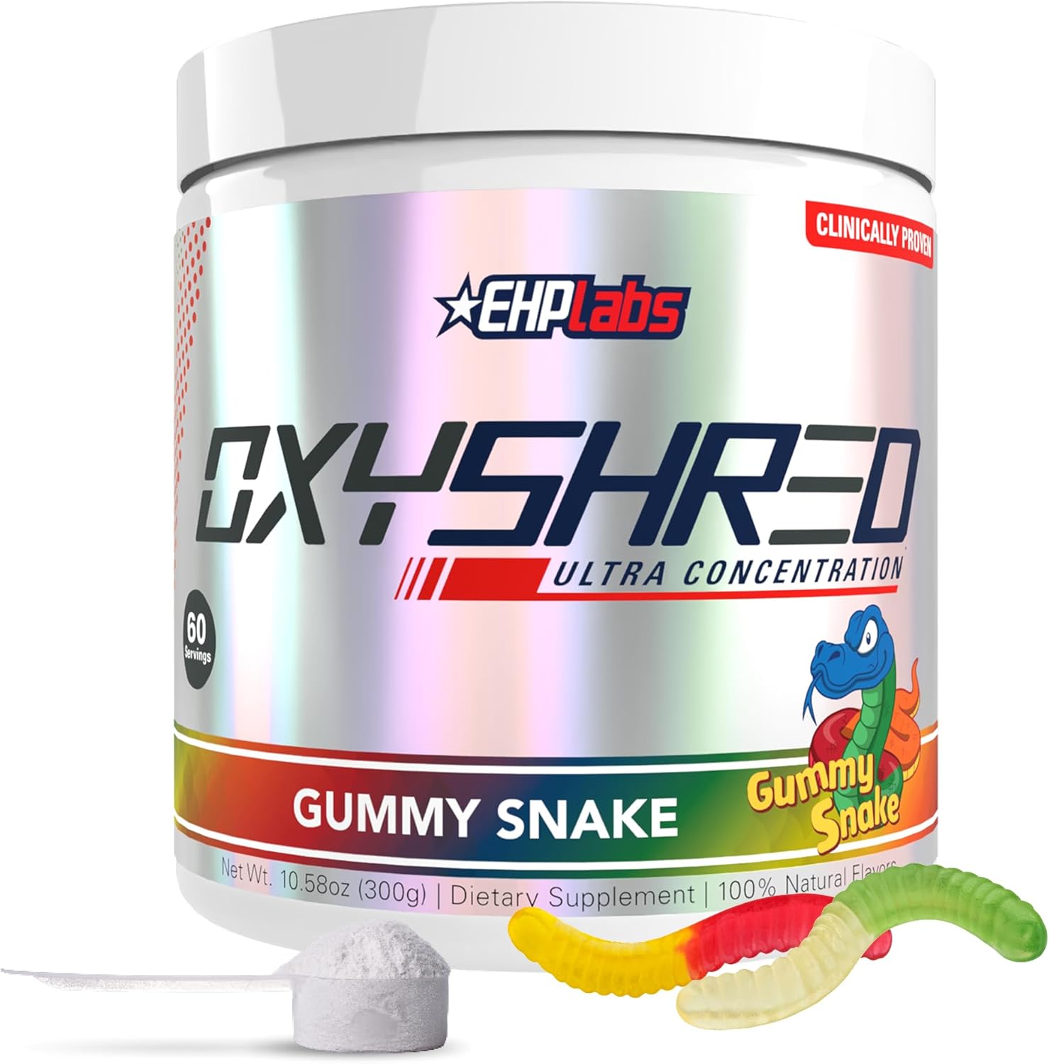 پودر پری‌ورک‌اوت ترموژنیک EHP LABS OxyShred | طعم گامی اسنیک، 60 سروینگ