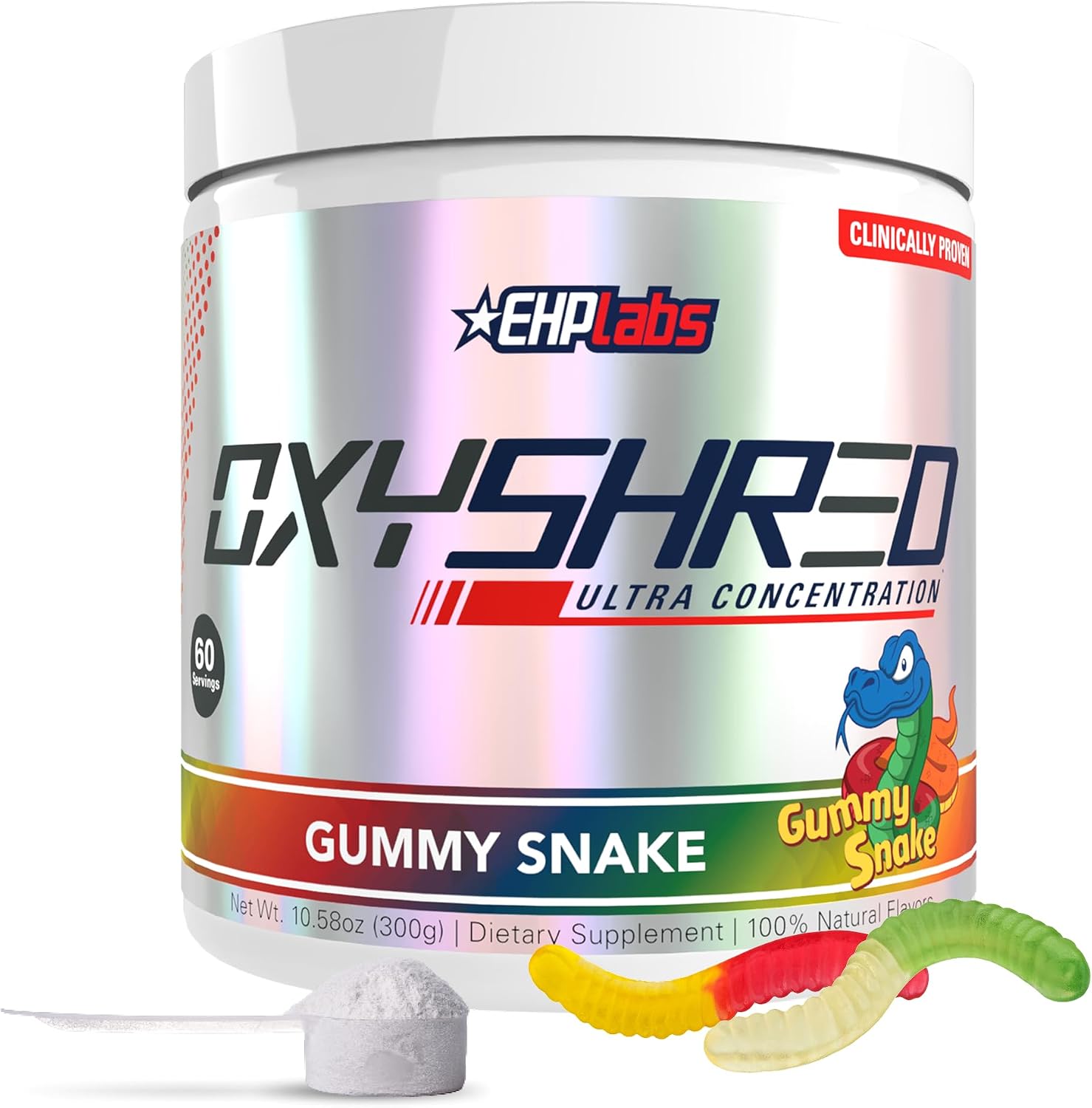 پودر پری‌ورک‌اوت ترموژنیک EHP LABS OxyShred | طعم گامی اسنیک، 60 سروینگ