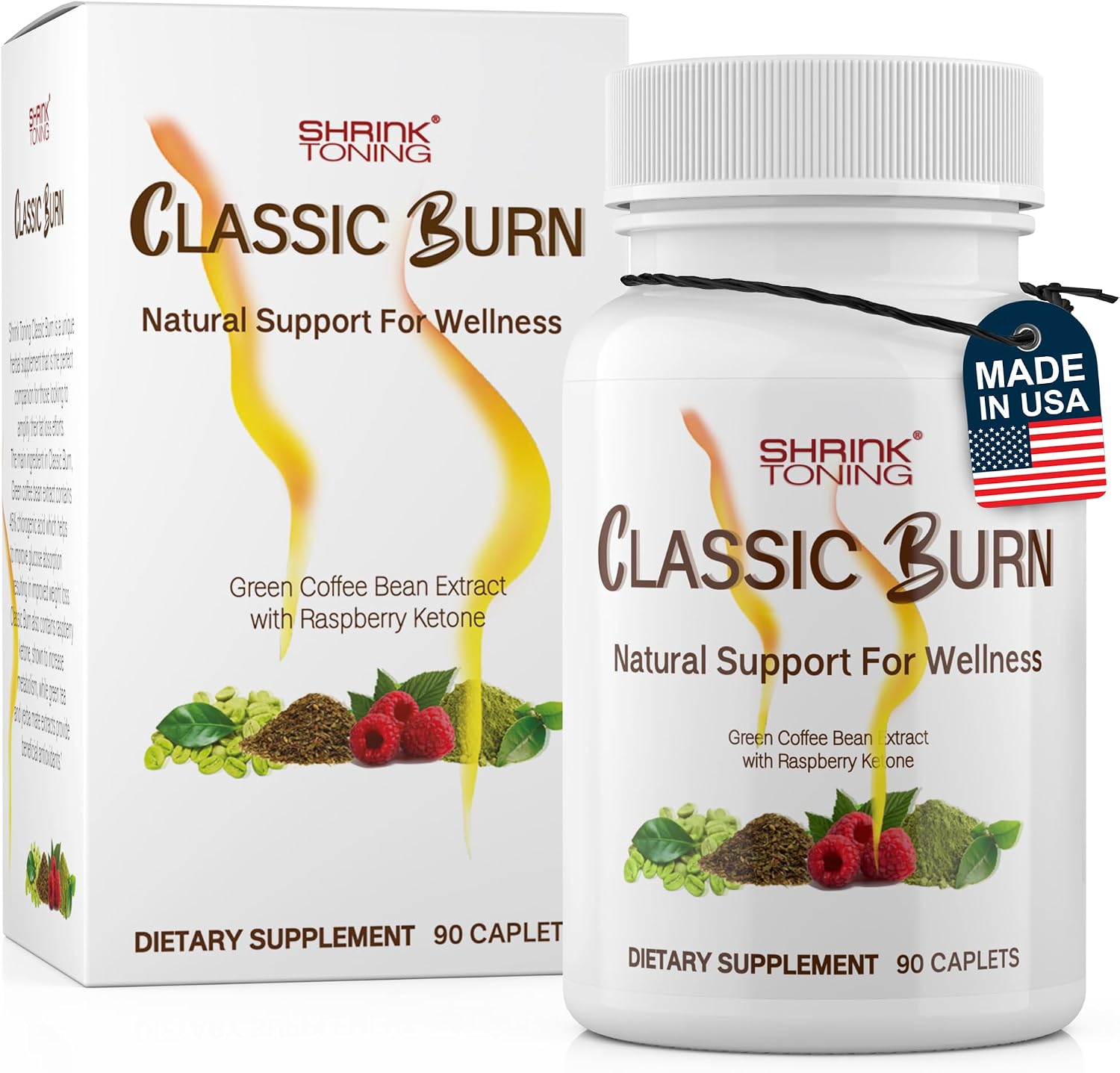 مکمل مدیریت وزن shrink Classic Burn با کتون تمشک، قهوه سبز و عصاره چای سبز | طعم بری، 90 کپسول