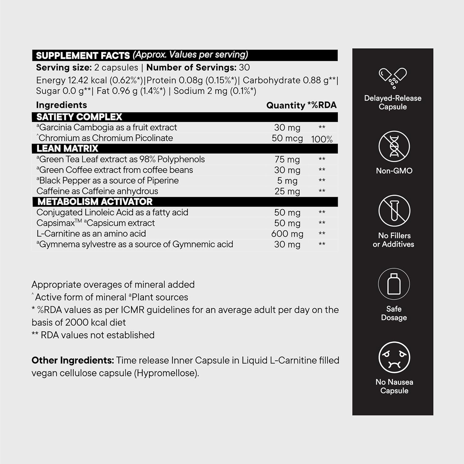 مکمل مدیریت وزن Wellbeing Nutrition Slow با ال-کارنیتین، کروم و کافئین | 60 کپسول