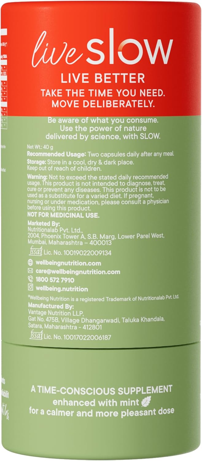 مکمل مدیریت وزن Wellbeing Nutrition Slow با ال-کارنیتین، کروم و کافئین | 60 کپسول