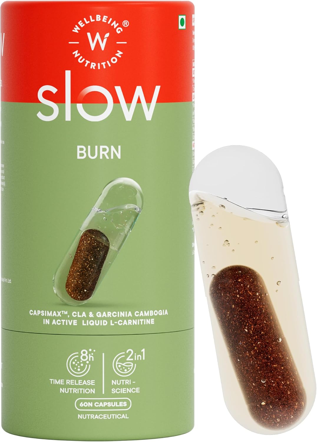مکمل مدیریت وزن Wellbeing Nutrition Slow با ال-کارنیتین، کروم و کافئین | 60 کپسول