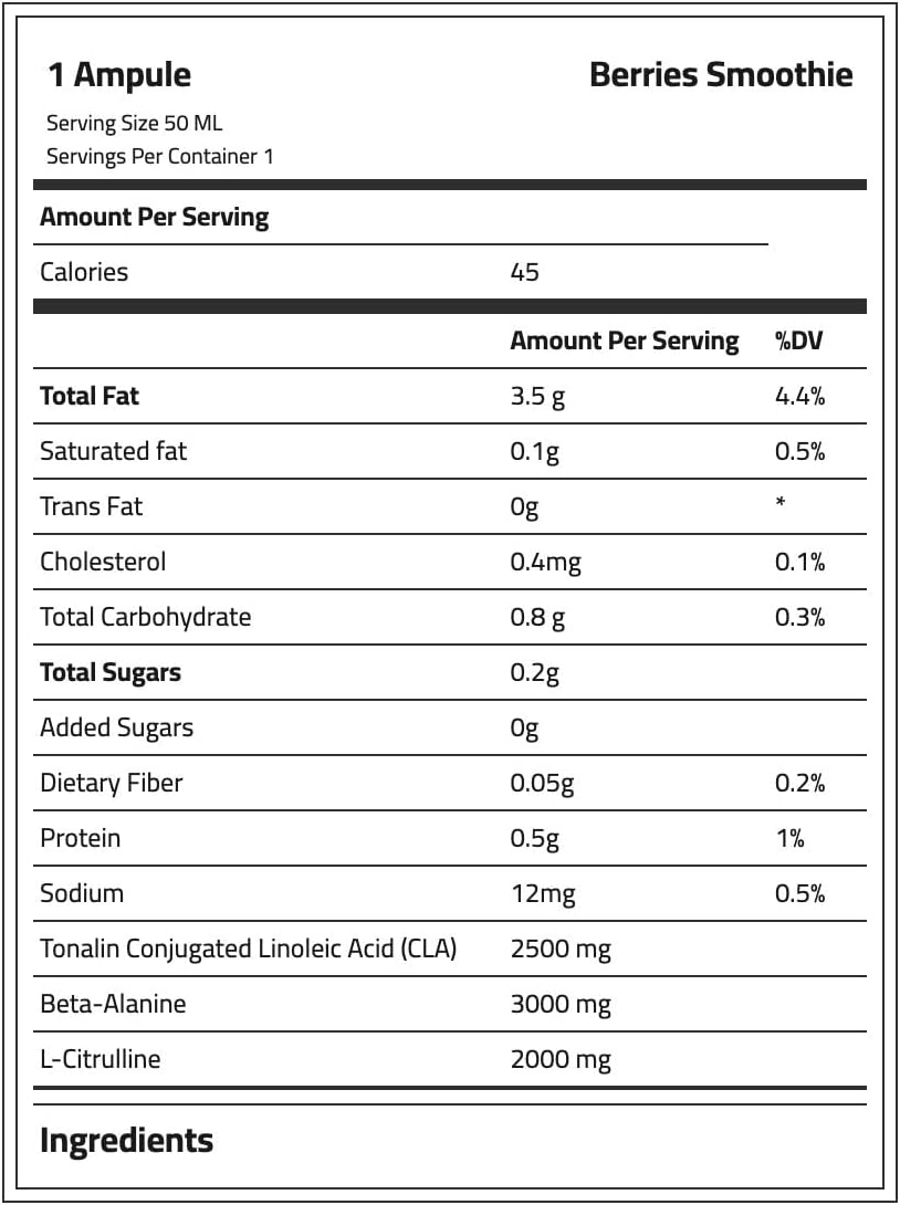 مکمل CLA laperva CLA POWER 2500MG 50ML box با CLA | 2500 میلی‌گرم، 50 میلی‌لیتر، 12 عدد