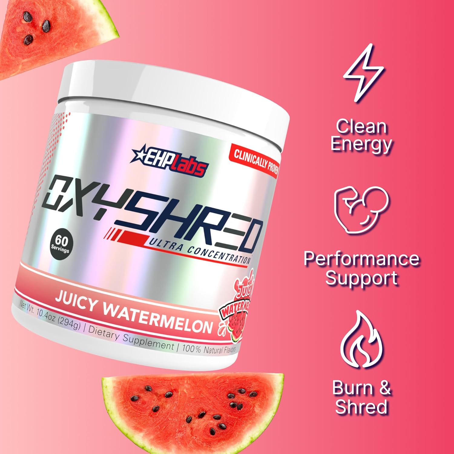 پودر پری‌ورک‌اوت ترموژنیک EHP LABS OxyShred | طعم هندوانه، 60 سروینگ