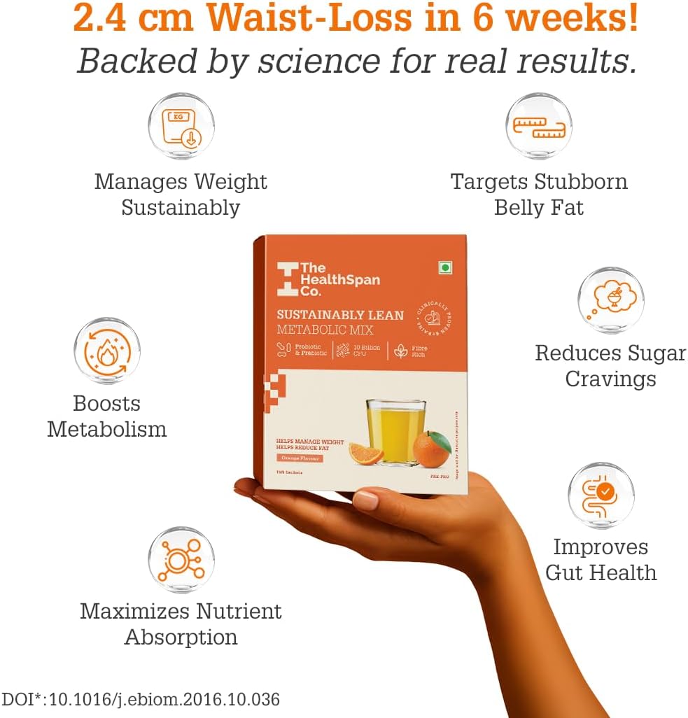 مکمل مدیریت وزن The Healthspan Co. Metabolically Lean با ال-کارنیتین، پروبیوتیک و فیبر