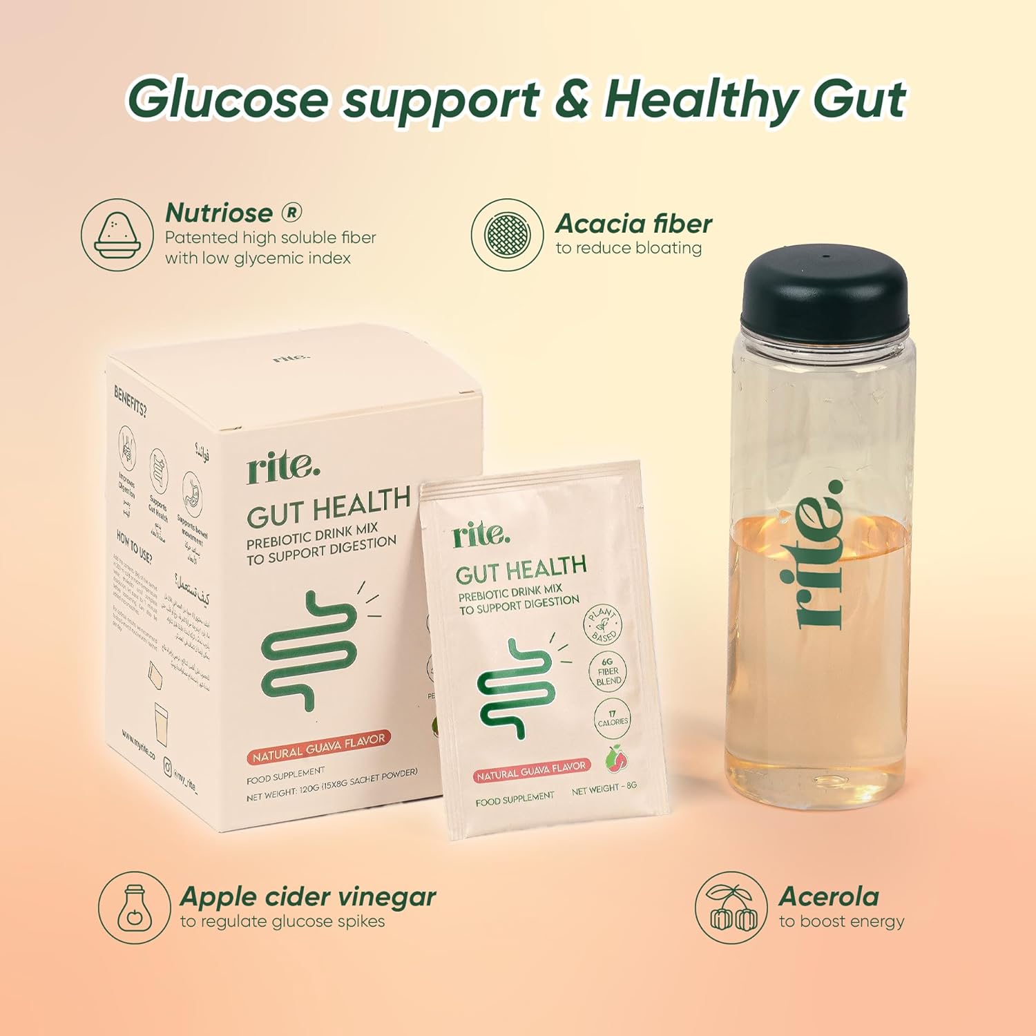 مکمل فیبر و سلامت گوارش rite. Gut Health Prebiotic Fibre با پری‌بیوتیک