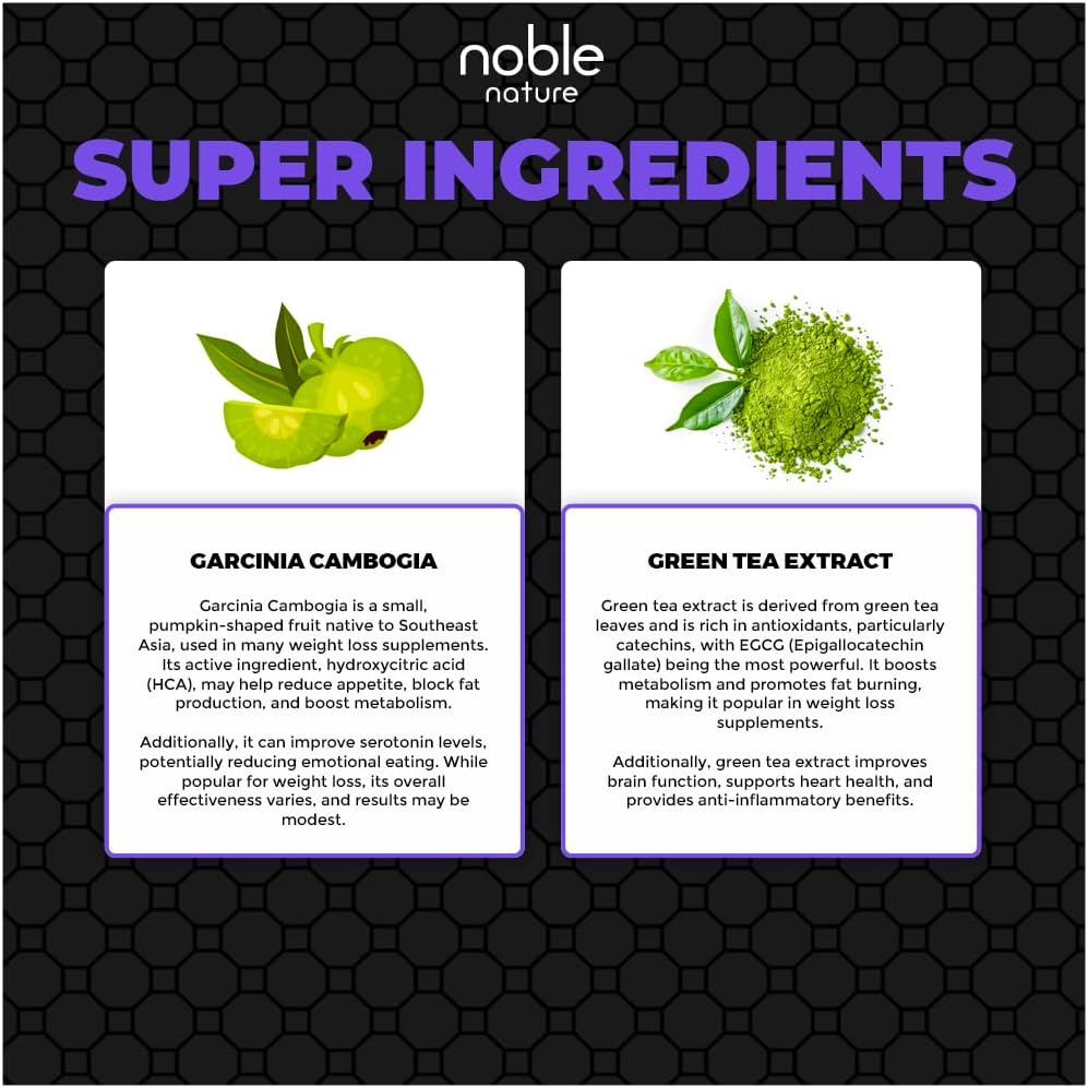 مکمل مدیریت وزن Noble Nature با گارسینیا کامبوجیا، قهوه سبز و عصاره چای سبز | 60 قرص