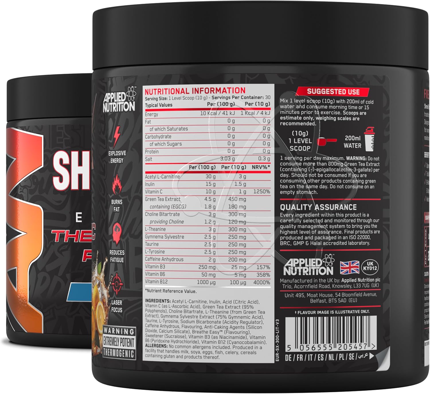 مکمل مدیریت وزن Applied Nutrition Shred X | طعم چای لیمو، 30 سروینگ
