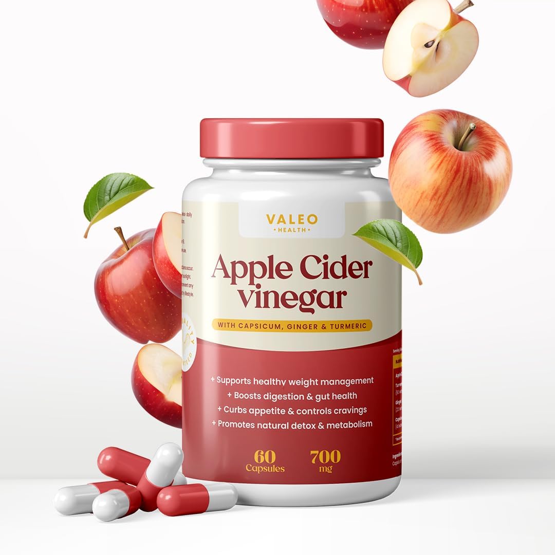 مکمل سرکه سیب Valeo APPLE CIDER VINEGER 60 | طعم سیب، 60 کپسول